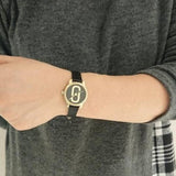 Marc Jacobs Corie Black Dial Black Leather Strap Watch for Women - MJ1580