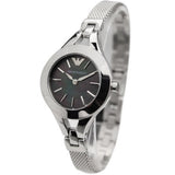 Emporio Armani Classic Quartz Black Dial Silver Steel Strap Watch For Women - AR7328