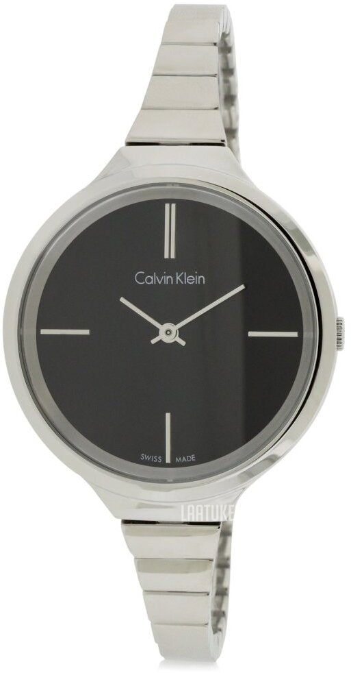 Calvin Klein Lively Black Dial Silver Steel Strap Watch for Women - K4U23121