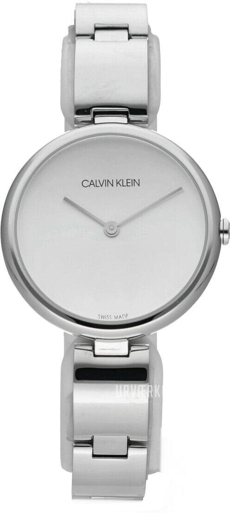 Calvin Klein Wavy Silver Dial Silver Steel Strap Watch for Women - K9U23146
