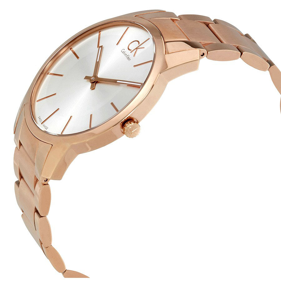 Calvin Klein City White Mother of Pearl Dial Rose Gold Steel Strap Watch for Women - K2G23646
