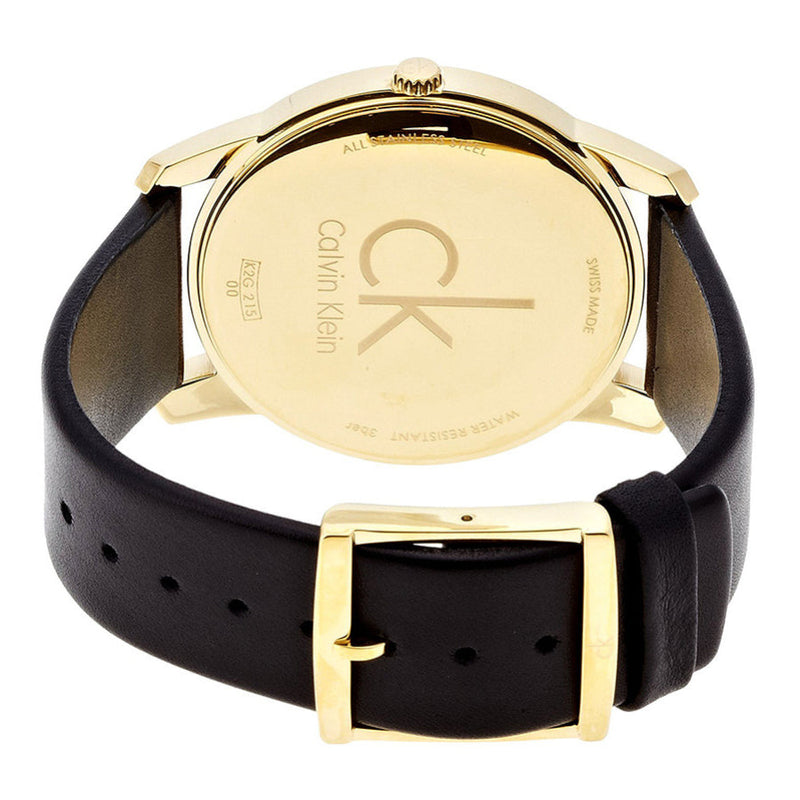 Calvin Klein City Silver Dial Black Leather Strap Watch for Men - K2G21520