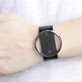 Calvin Klein Glam Transparent Dial Black Leather Strap Watch for Women - K9423107