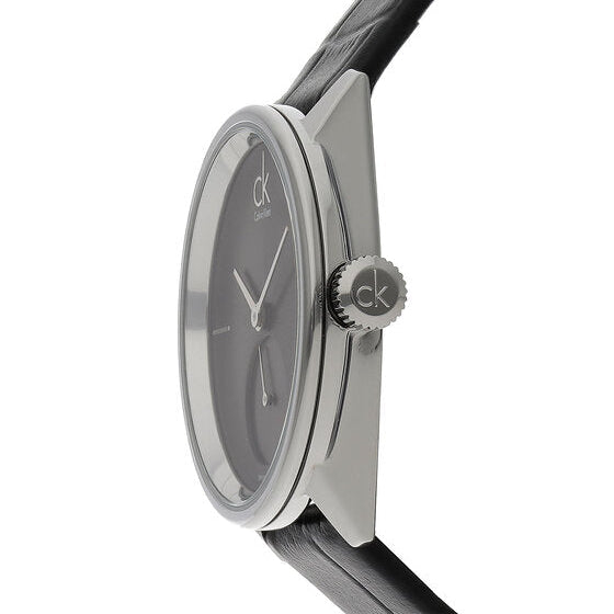 Calvin Klein Accent Black Dial Black Leather Strap Watch for Women - K2Y231C3