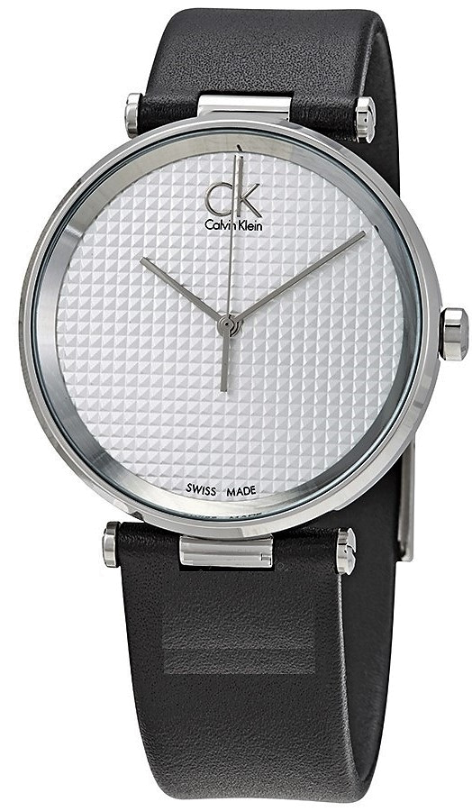 Calvin Klein Sight Silver Dial Black Leather Strap Watch for Men - K1S21120