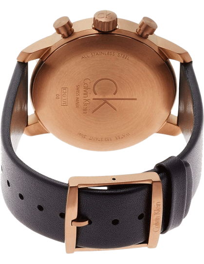 Calvin Klein City Chronograph Black Dial Black Leather Strap Watch for Men - K2G17TC1