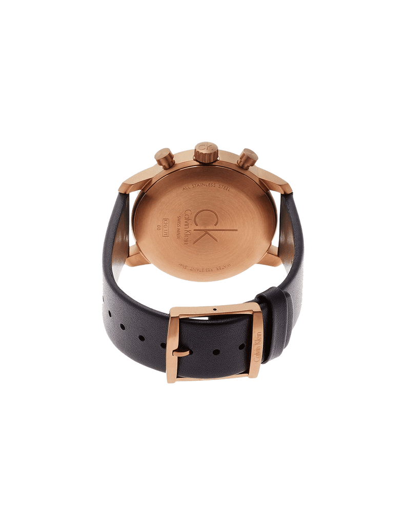 Calvin Klein City Chronograph Black Dial Black Leather Strap Watch for Men - K2G17TC1