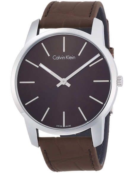 Calvin Klein City Brown Dial Brown Leather Strap Watch for Men - K2G211GK