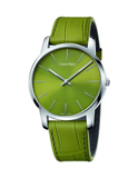 Calvin Klein City Green Dial Green Leather Strap Watch for Men - K2G211WL