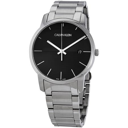 Calvin Klein City Black Dial Silver Steel Strap Watch for Men - K2G2G14C