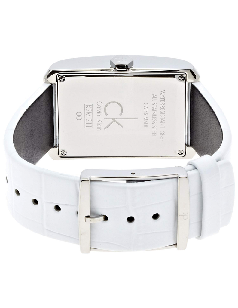 Calvin Klein Window White Dial White Leather Strap Watch for Men - K2M21120