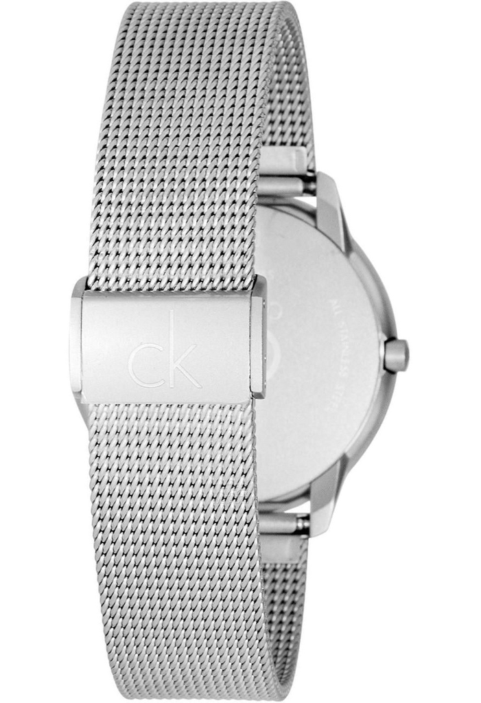 Calvin Klein Minimal Grey Dial Silver Mesh Bracelet Watch for Women - K3M23124