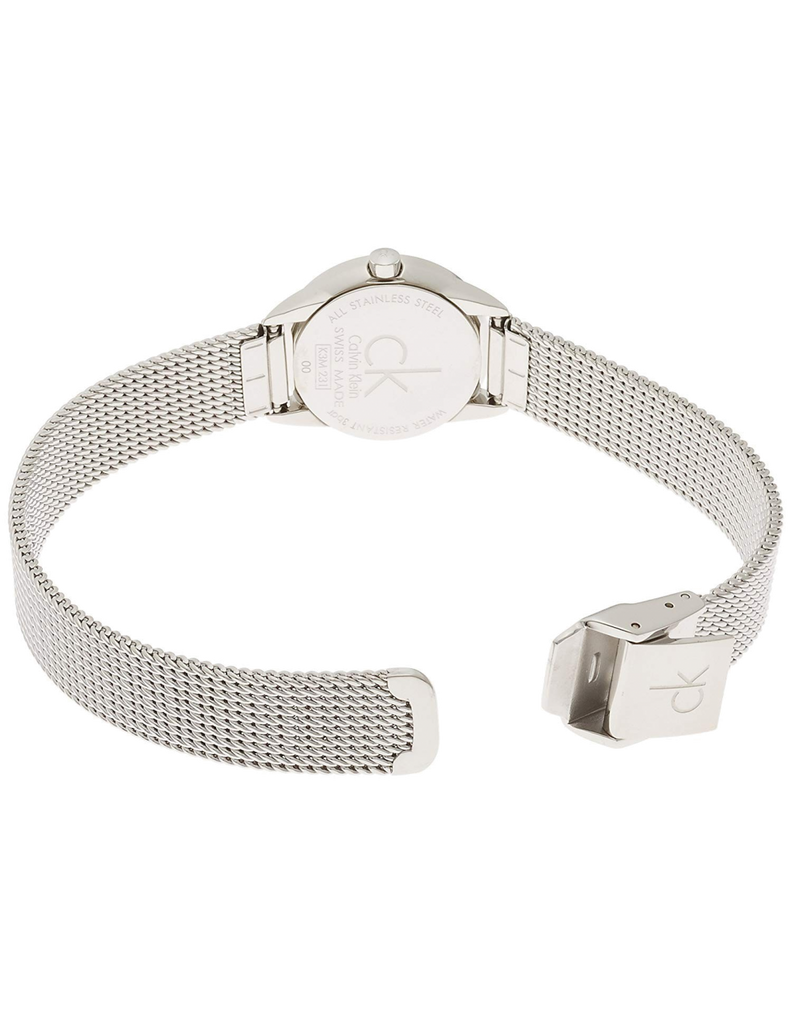 Calvin Klein Minimal White Dial Silver Mesh Bracelet Watch for Women - K3M231Y6