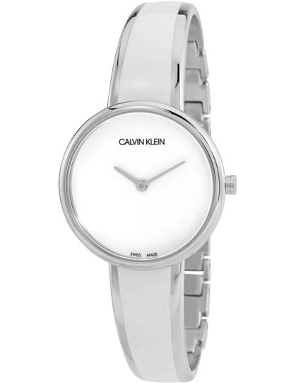 Calvin Klein Seduce White Dial Two Tone Steel Strap Watch for Women - K4E2N116