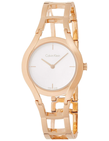 Calvin Klein Class White Dial Rose Gold Steel Strap Watch for Women - K6R23626
