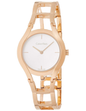 Calvin Klein Class White Dial Rose Gold Steel Strap Watch for Women - K6R23626