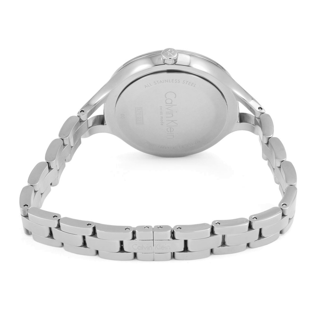 Calvin Klein Graphic Silver Dial Silver Steel Strap Watch for Women - K7E23B46