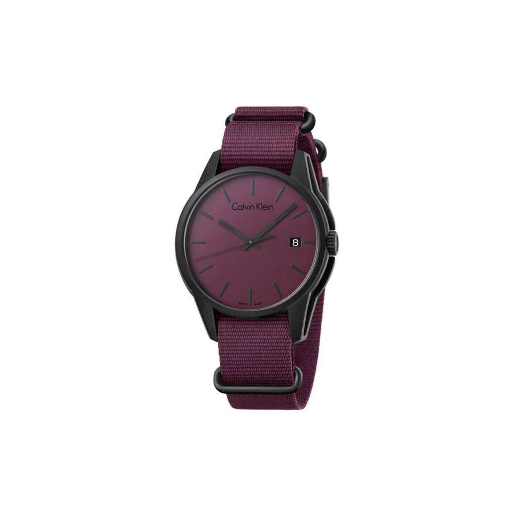 Calvin Klein Tone Maroon Dial Maroon NATO Strap Watch for Men - K7K514UP