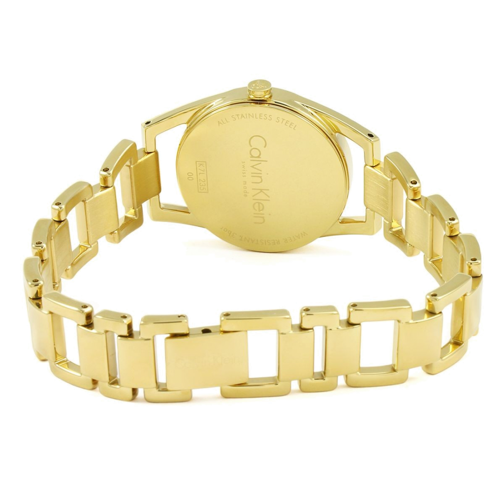 Calvin Klein Dainty White Dial Gold Steel Strap Watch for Women - K7L23546