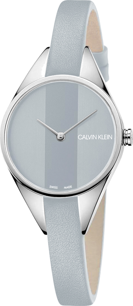 Calvin Klein Rebel Grey Dial Grey Leather Strap Watch for Women - K8P231Q4