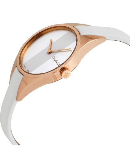 Calvin Klein Rebel White Grey Dial White Leather Strap Watch for Women - K8P236L6