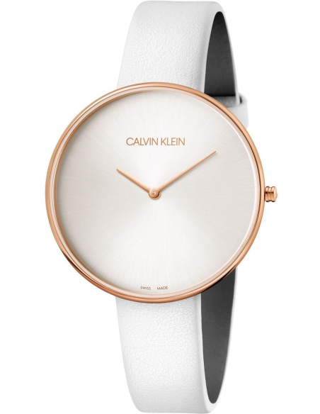 Calvin Klein Full Moon White Dial White Leather Strap Watch for Women - K8Y236L6