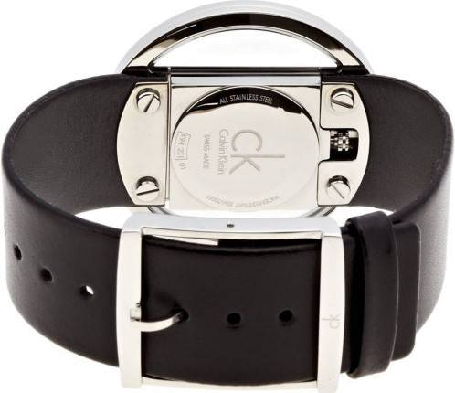 Calvin Klein Glam Transparent Dial Black Leather Strap Watch for Women - K9423107