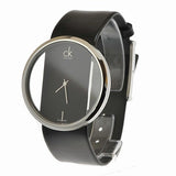 Calvin Klein Glam Transparent Dial Black Leather Strap Watch for Women - K9423107