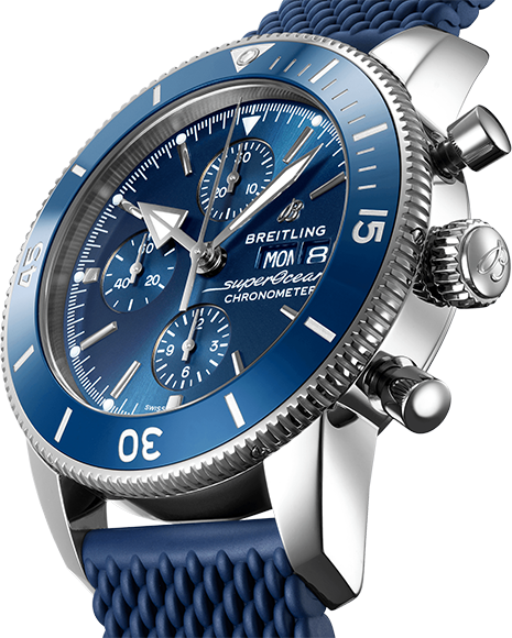 Breitling Superocean Heritage Chronograph 44 Blue Dial Blue Mesh Bracelet Watch for Men - A13313161C1S1