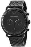 Emporio Armani Aviator Chronograph Black Dial Black Mesh Bracelet Watch For Men - AR11264