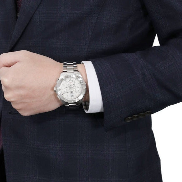 Tag Heuer Aquaracer White Dial Silver Steel Strap Watch for Men - CAY1111.BA0927