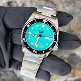 Seiko 5 Sports SKX Midi Automatic Teal Dial Silver Steel Strap Watch For Men - SRPK33K1