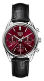 Tag Heuer Carrera Automatic Chronograph Red Dial Black Leather Strap Watch for Men - CBK221G.FC6479