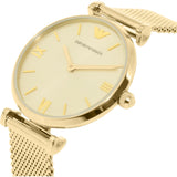 Emporio Armani Retro Gold Dial Gold Mesh Bracelet Watch For Women - AR1957
