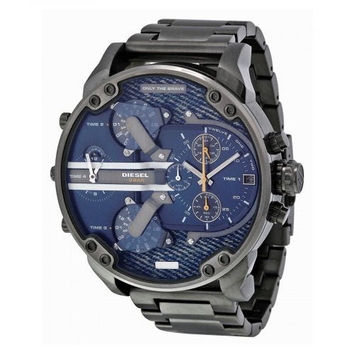 Diesel Big Daddy 2.0 Chronograph Blue Dial Grey Steel Strap Watch For Men - DZ7331