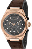 Maserati Triconic Chronograph Grey Dial Brown Leather Strap Watch For Men - R8871639003