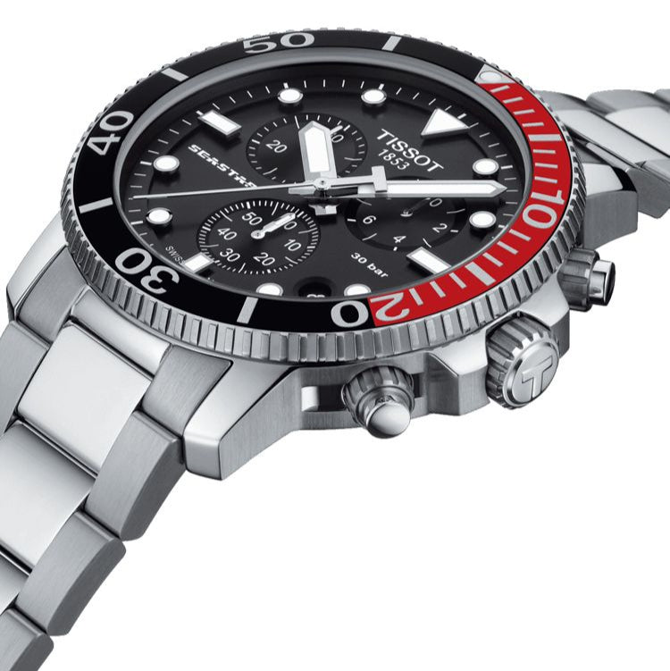 Tissot Seastar 1000 Chronograph Black Dial Silver Steel Strap Watch For Men - T120.417.11.051.01