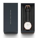 Daniel Wellington Classic Sheffield White Dial Black Leather Strap Watch For Men - DW00100084