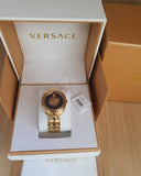 Versace Shadov Quartz Gold Dial Gold Steel Strap Watch for Women - VEBM00618