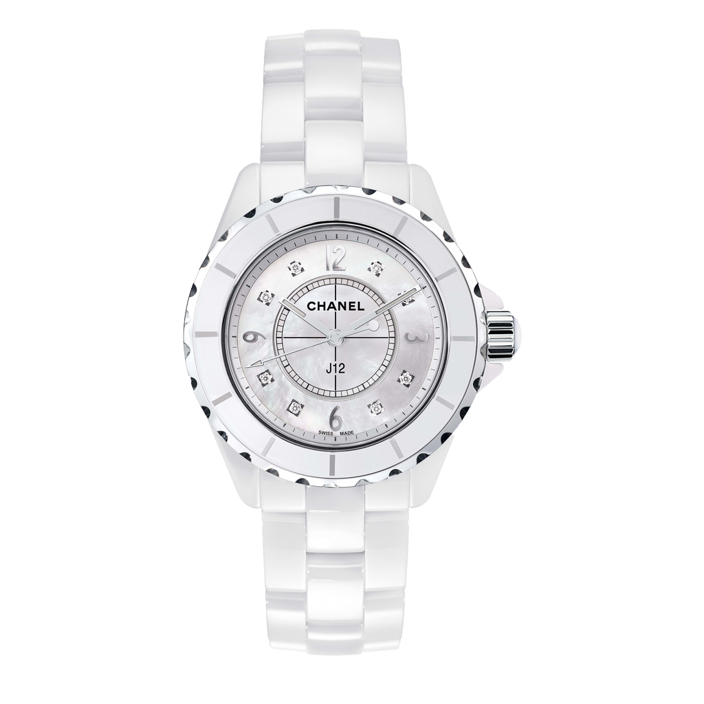 Chanel J12 Diamonds Quartz Ceramic White Dial White Steel Strap Watch for Women - J12 H2422