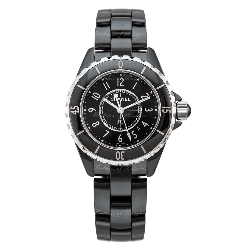 Chanel J12 Quartz Ceramic Black Dial Black Steel Strap Watch for Women - J12 H0682