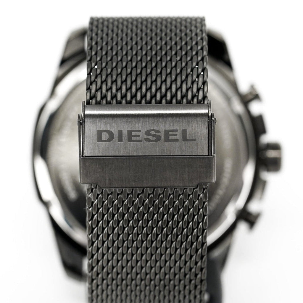 Diesel Mega Chief Chronograph Black Dial Black Mesh Strap Watch For Men - DZ4527