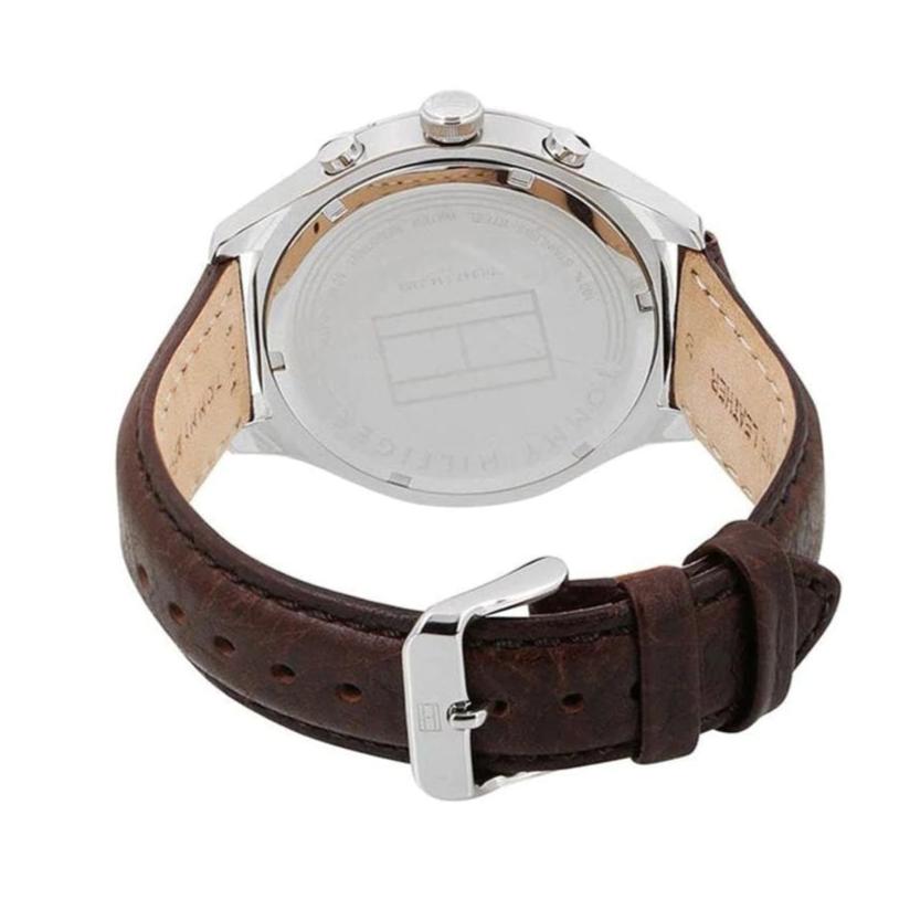 Tommy Hilfiger Gavin Chronograph White Dial Brown Leather Strap Watch for Men - 1791467