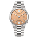 Citizen Tsuyosa Automatic Salmon Orange Dial Silver Steel Strap Watch For Men - NJ0159-86Z