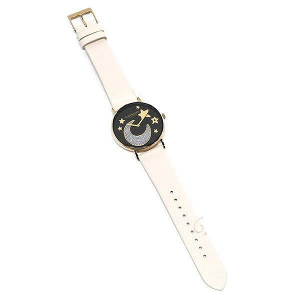 Coach Perry Black Dial White Leather Strap Watch for Women - 14503041