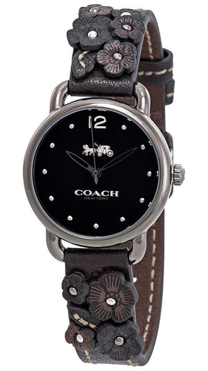 Coach Delancey Black Dial Black Leather Strap Watch For Women - 14502816