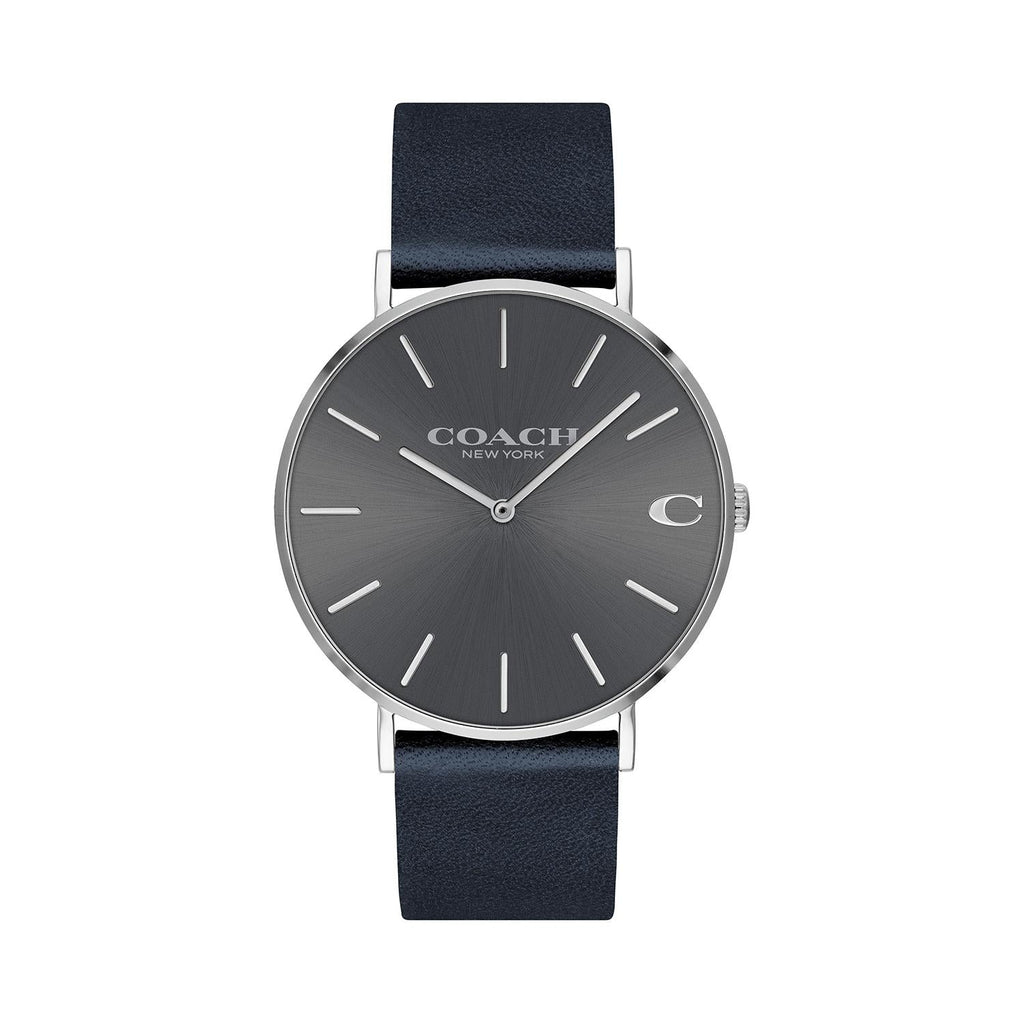 Coach Charles Grey Dial Black Leather Strap Watch for Men - 14602150
