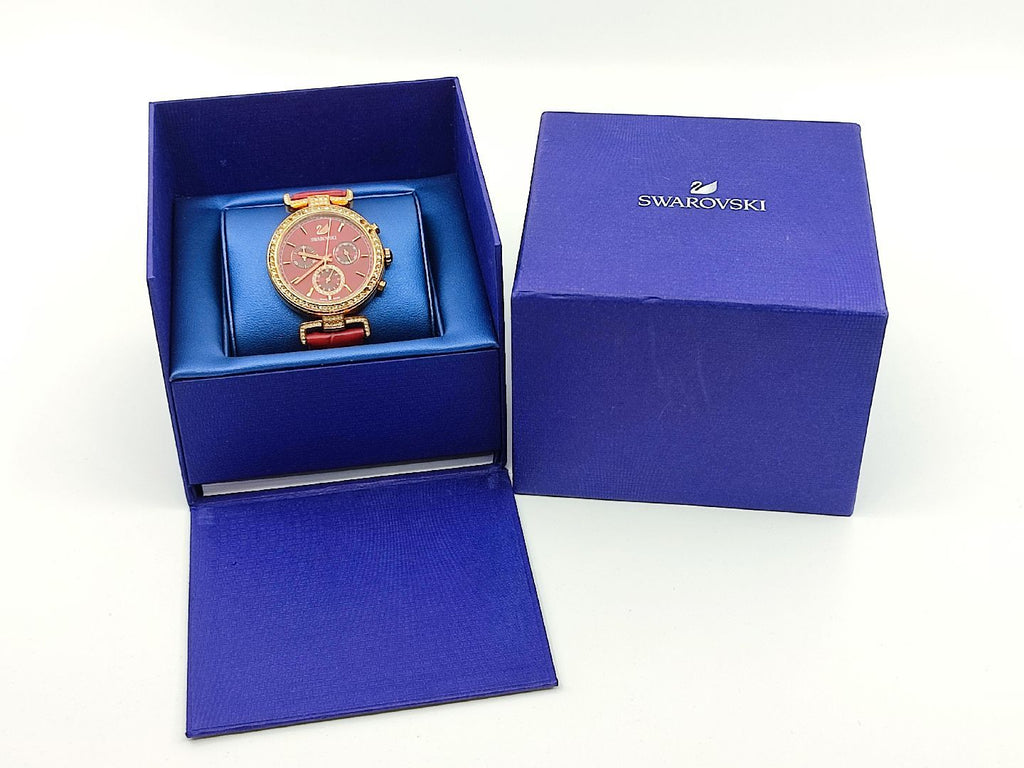 Swarovski Era Journey Red Dial Red Leather Strap Watch for Women - 5416701