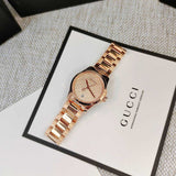 Gucci G Timeless Quartz Rose Gold Dial Rose Gold Steel Strap Watch For Women - YA126567