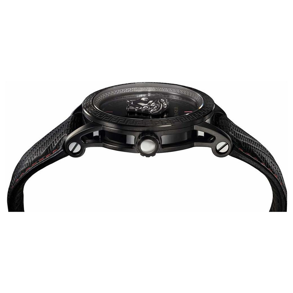 Versace Palazzo Empire Black Dial Black Leather Strap Watch for Men - VERD00218